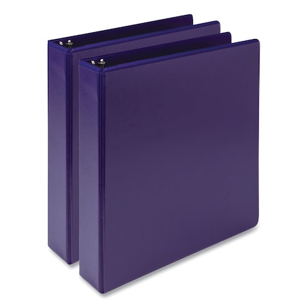 Earth's Choice Plant-Based Economy Round Ring View Binders, 3 Rings, 1.5in Cap, 11x8.5, Purple, 2PK